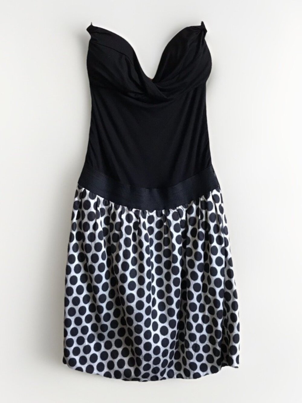 WYL Metro Park Strapless Dress Black Polka Dot Bubble Skirt Size Large